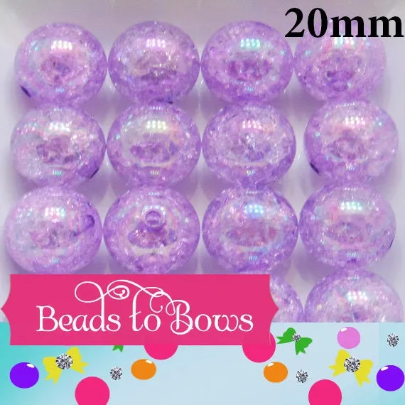 10Ct. 3.99 20mm Solid Purple Crackle Beads,  Bubblegum Beads, Gumball  Beads, Bubble Gum Bead Supply
