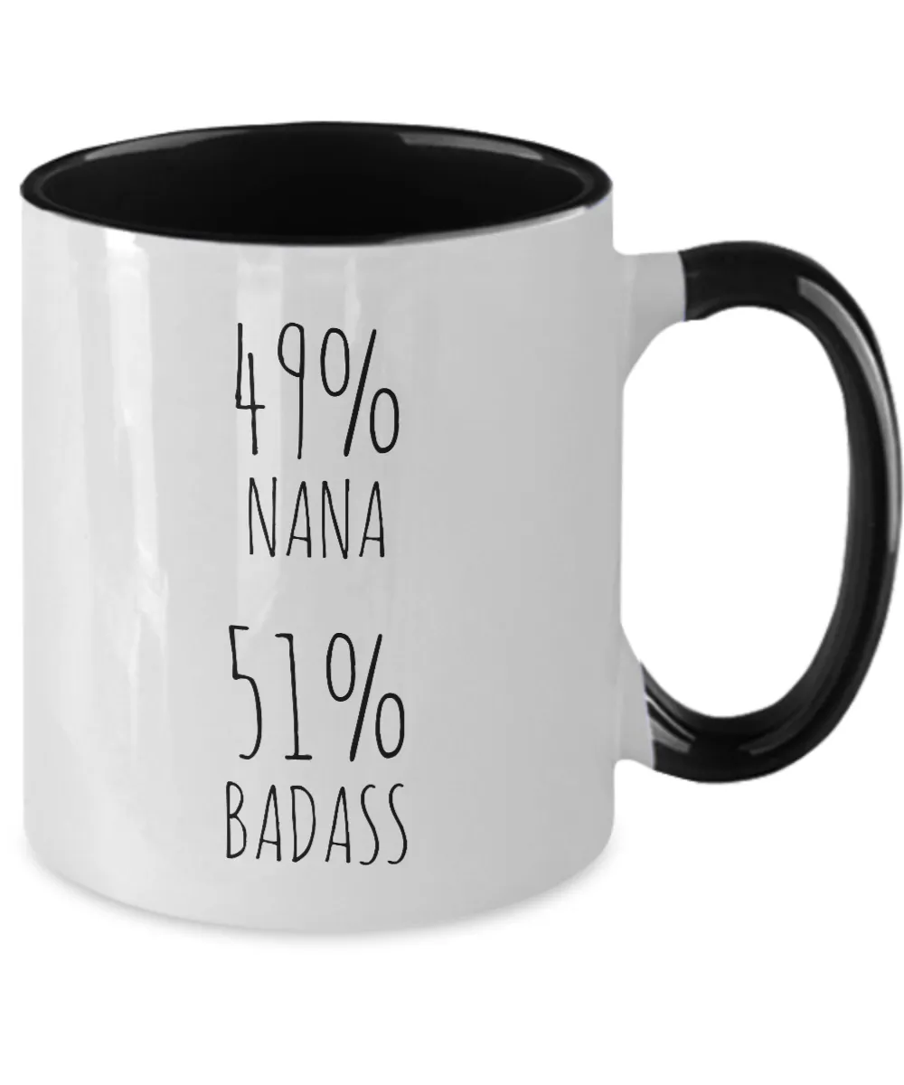 49% Nana 51% Badass Two-Tone Mug Coffee Cup Funny Gift