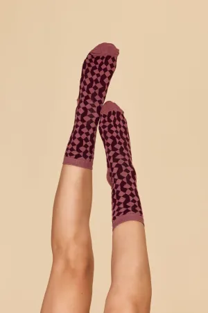 BURGUNDY MINI GEO Socks