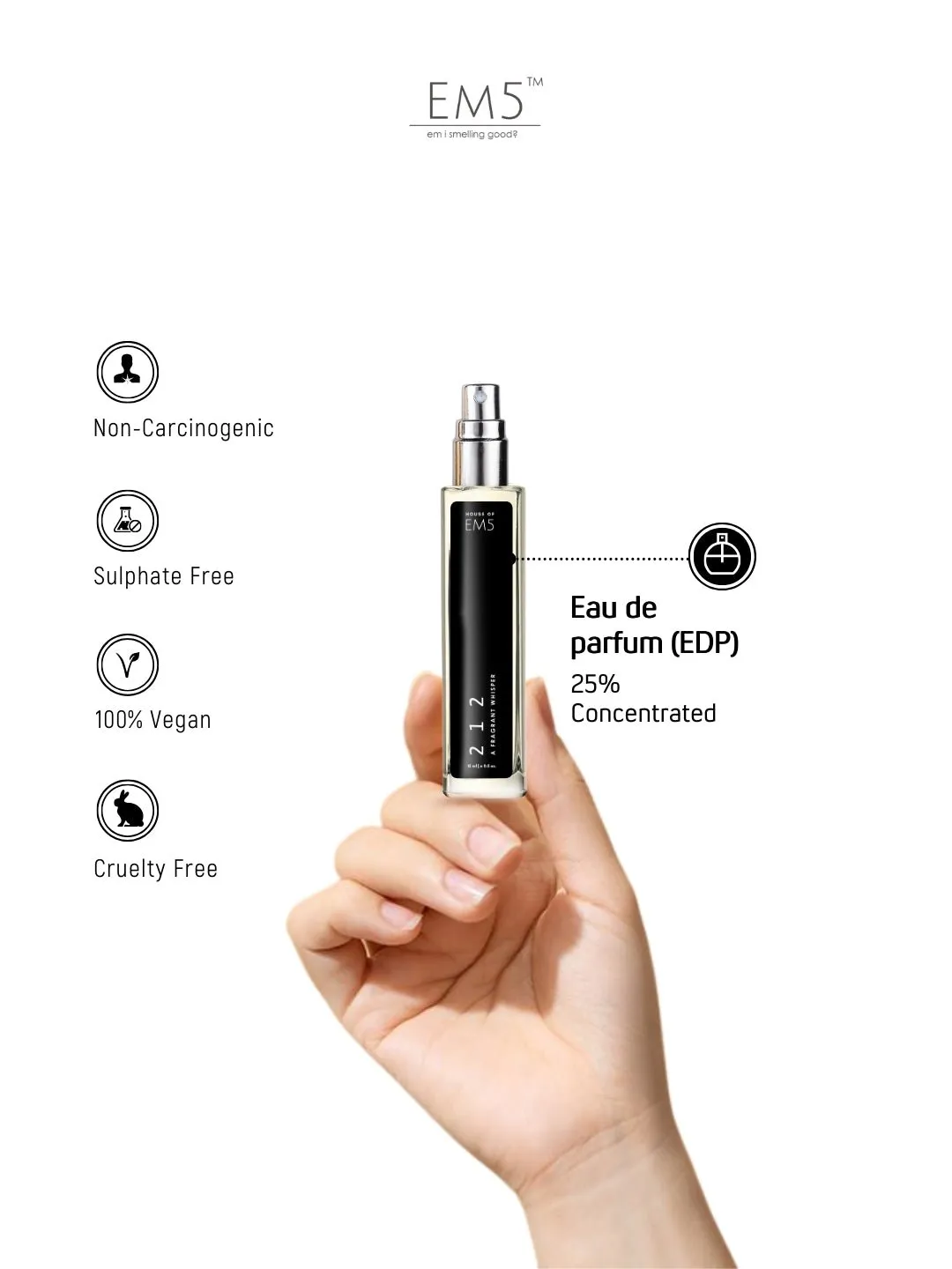 EM5™ 212 Perfume EDP Spray for Men | Fresh Woody Musky Fragrance | Luxury Gift for Him | Variants Available: 50 ml Spray / 15 ml Spray