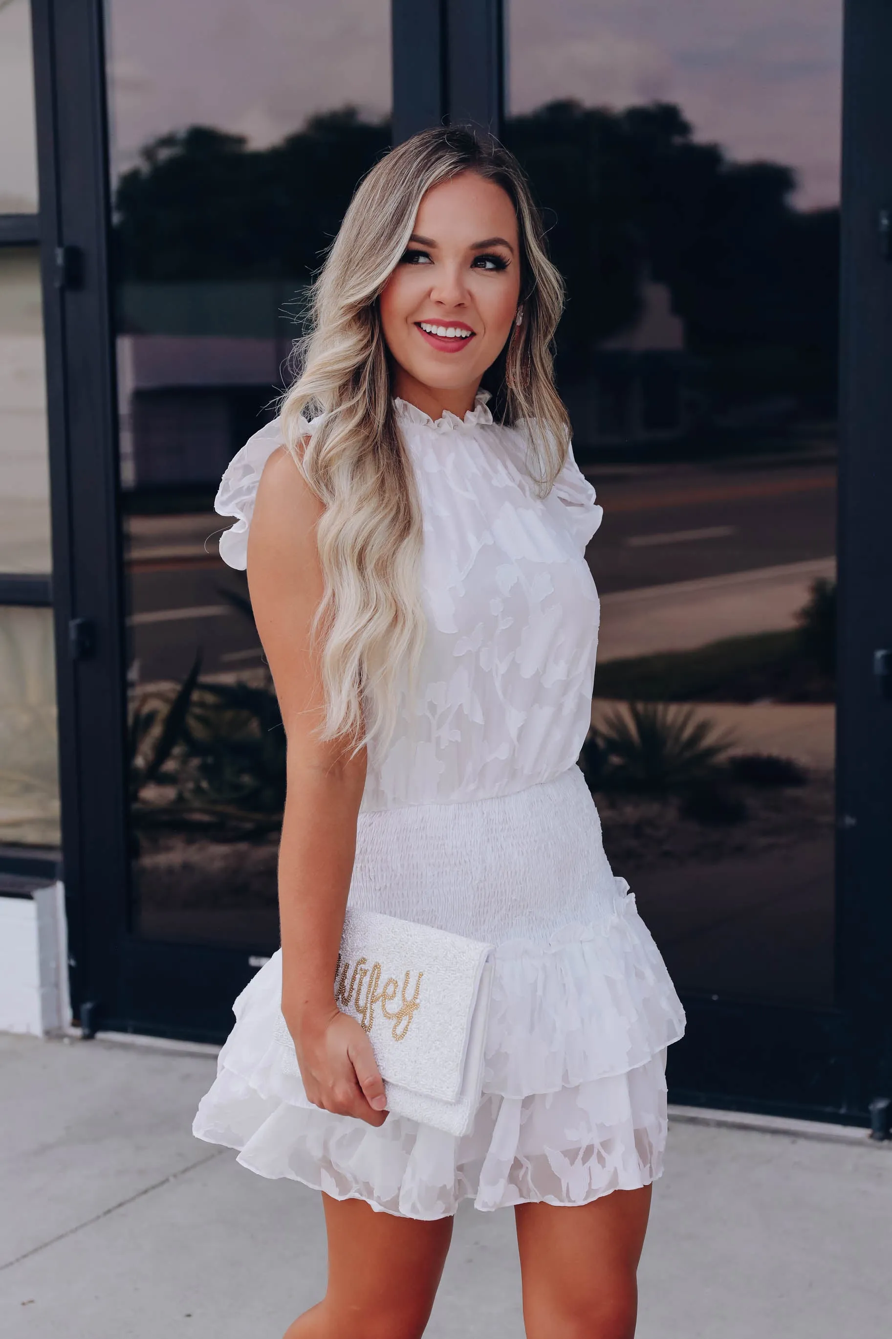 Etherial White Floral Smocked Dress