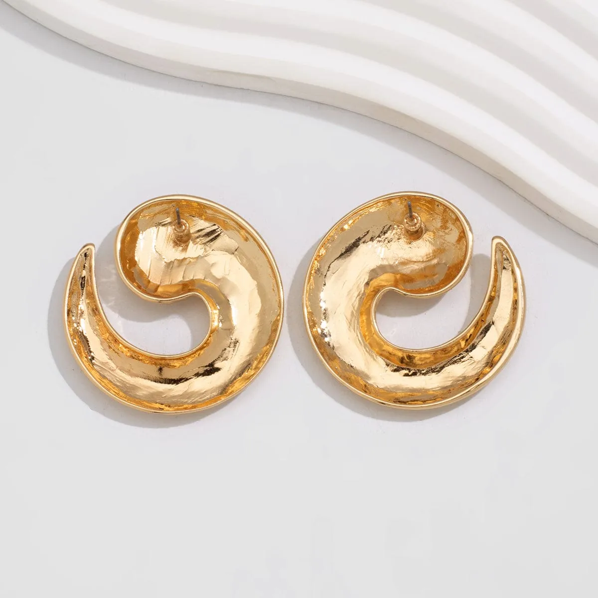 Geometric Chunky Comma Shaped Stud Earrings