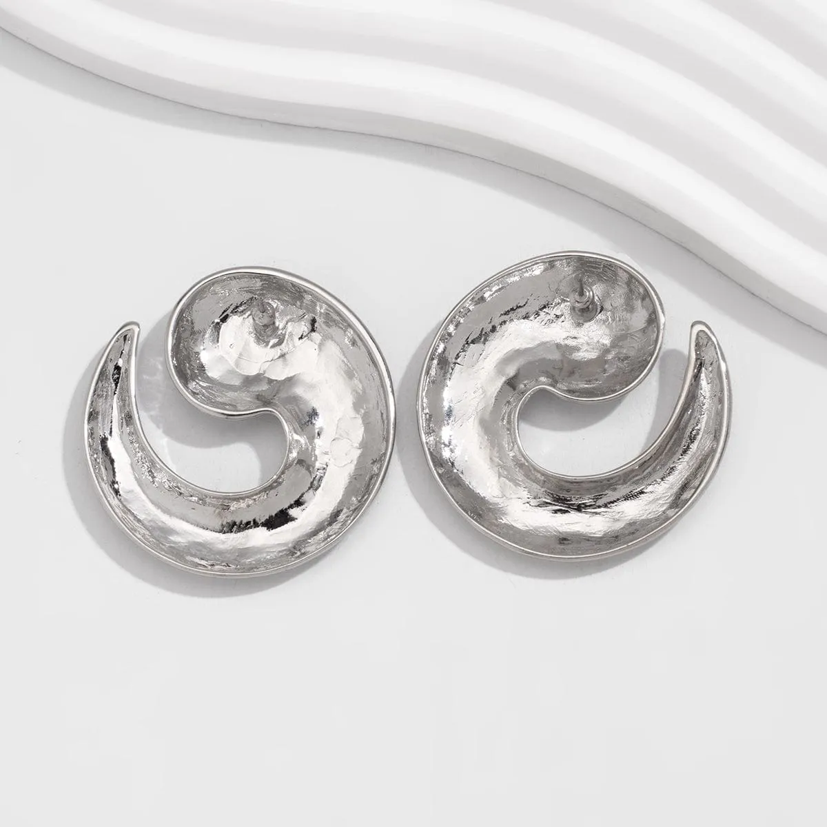 Geometric Chunky Comma Shaped Stud Earrings
