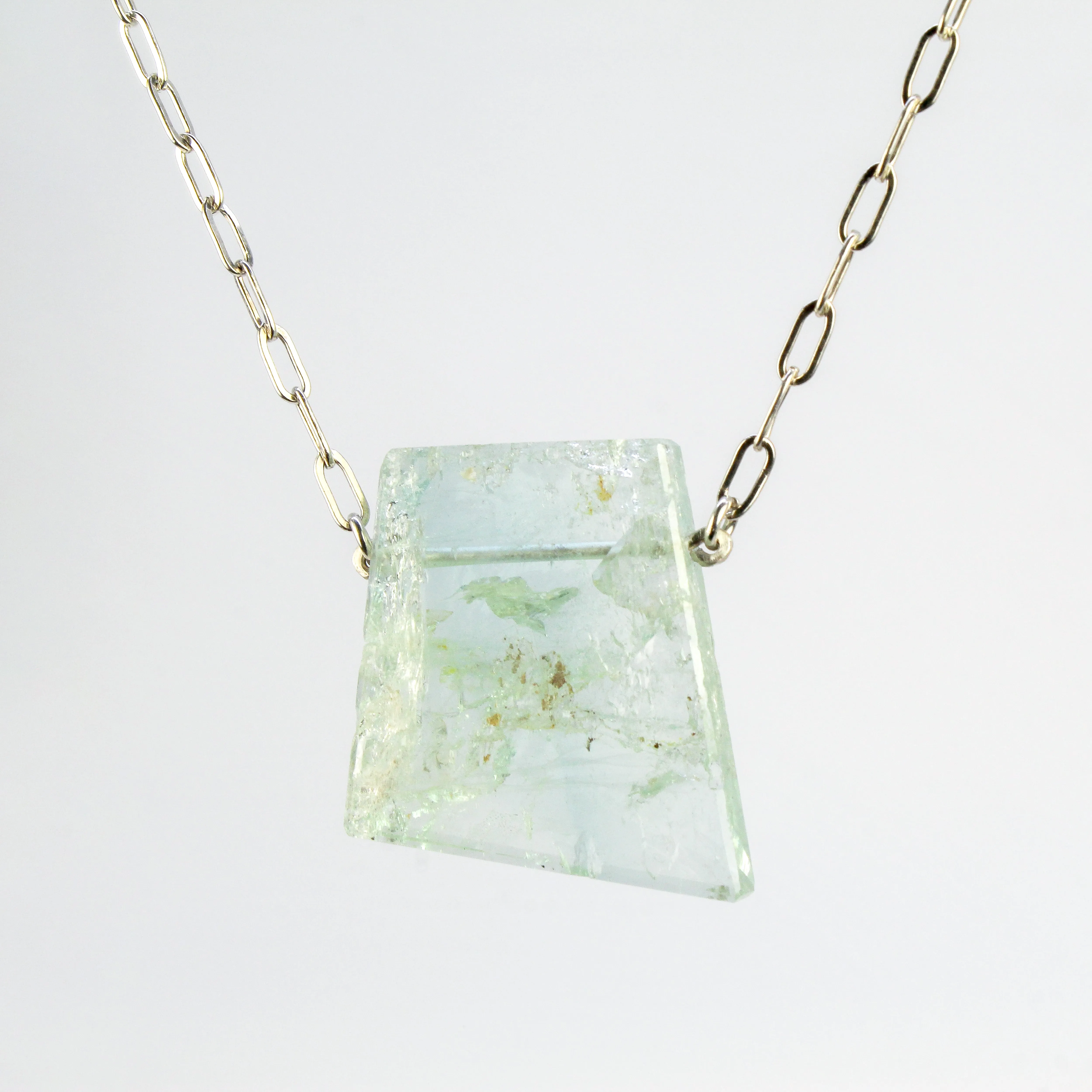 NEW! Geometric Aquamarine on Sterling Silver Necklace by Rina Young
