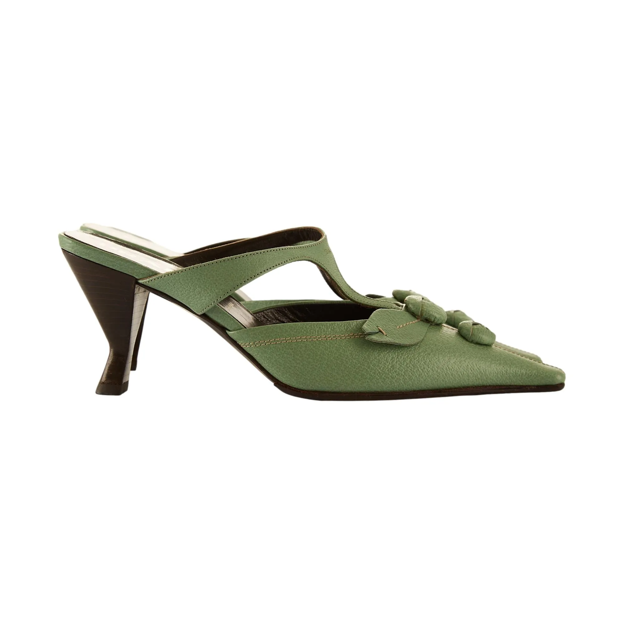 Prada Green Floral Heels
