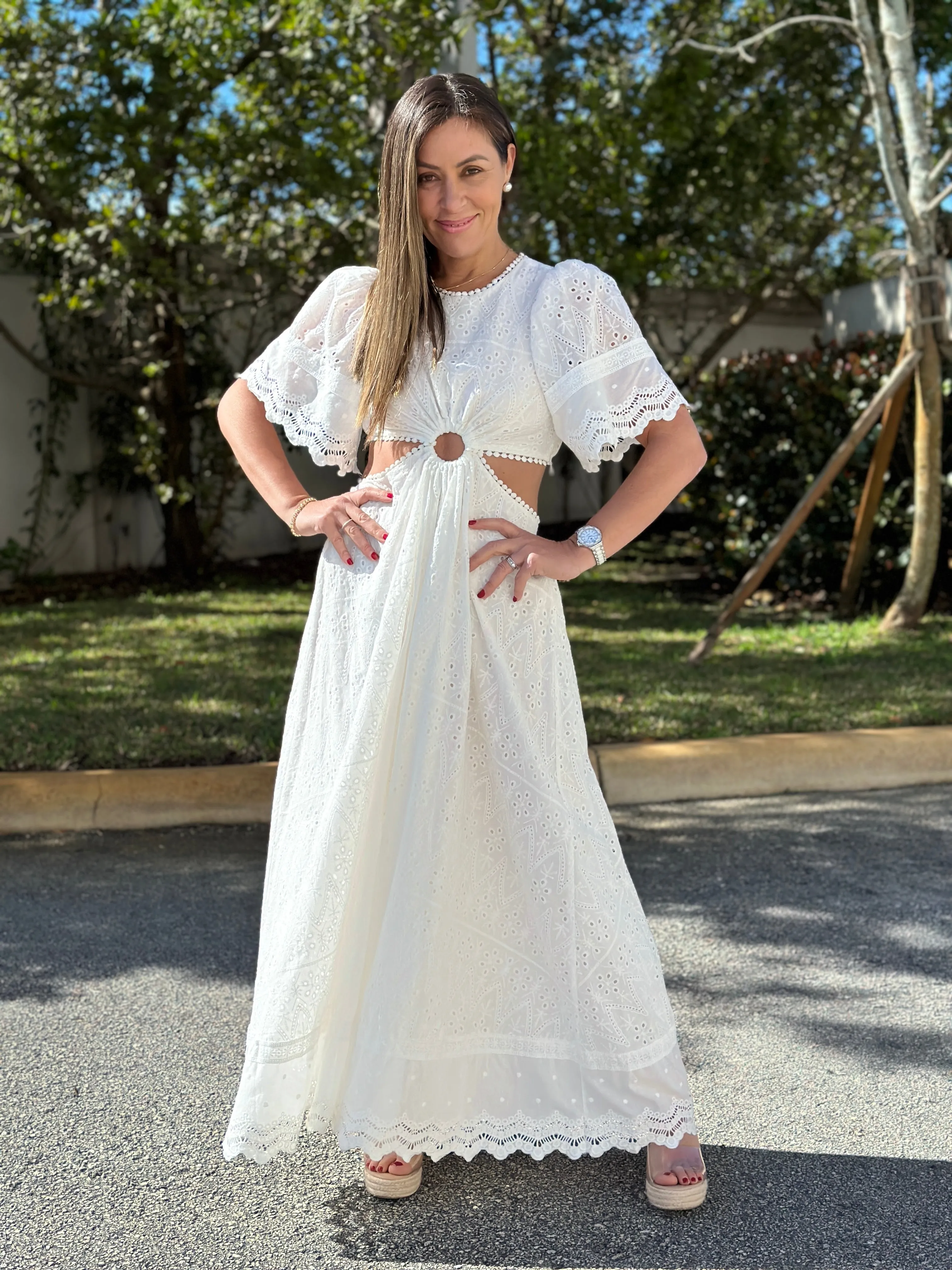 "Chantelle"  Puffy Sleeve Cut Out Dress