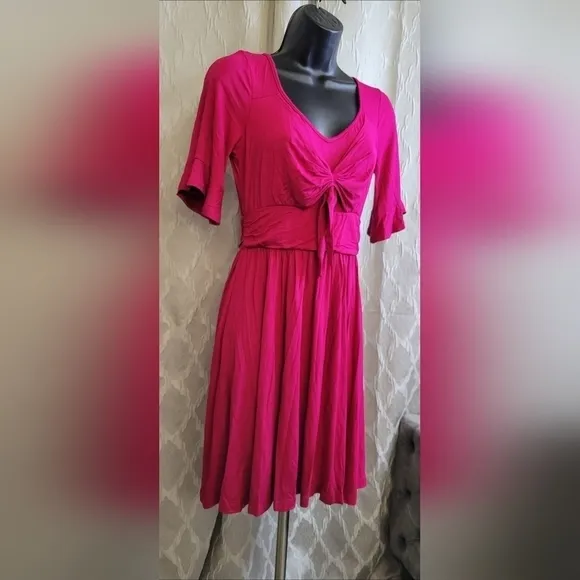 UMGEE V-Neck Ruffle Sleeve Tie Front Dress