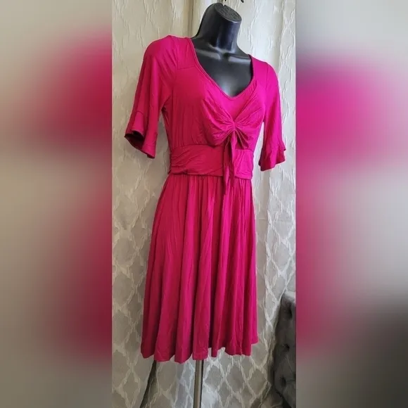 UMGEE V-Neck Ruffle Sleeve Tie Front Dress