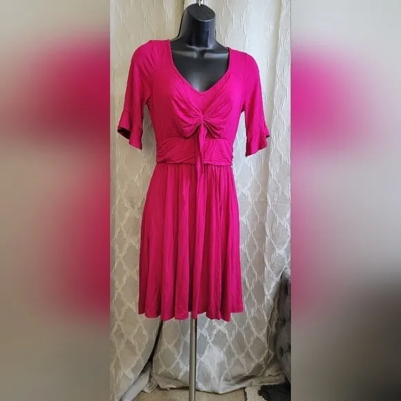UMGEE V-Neck Ruffle Sleeve Tie Front Dress