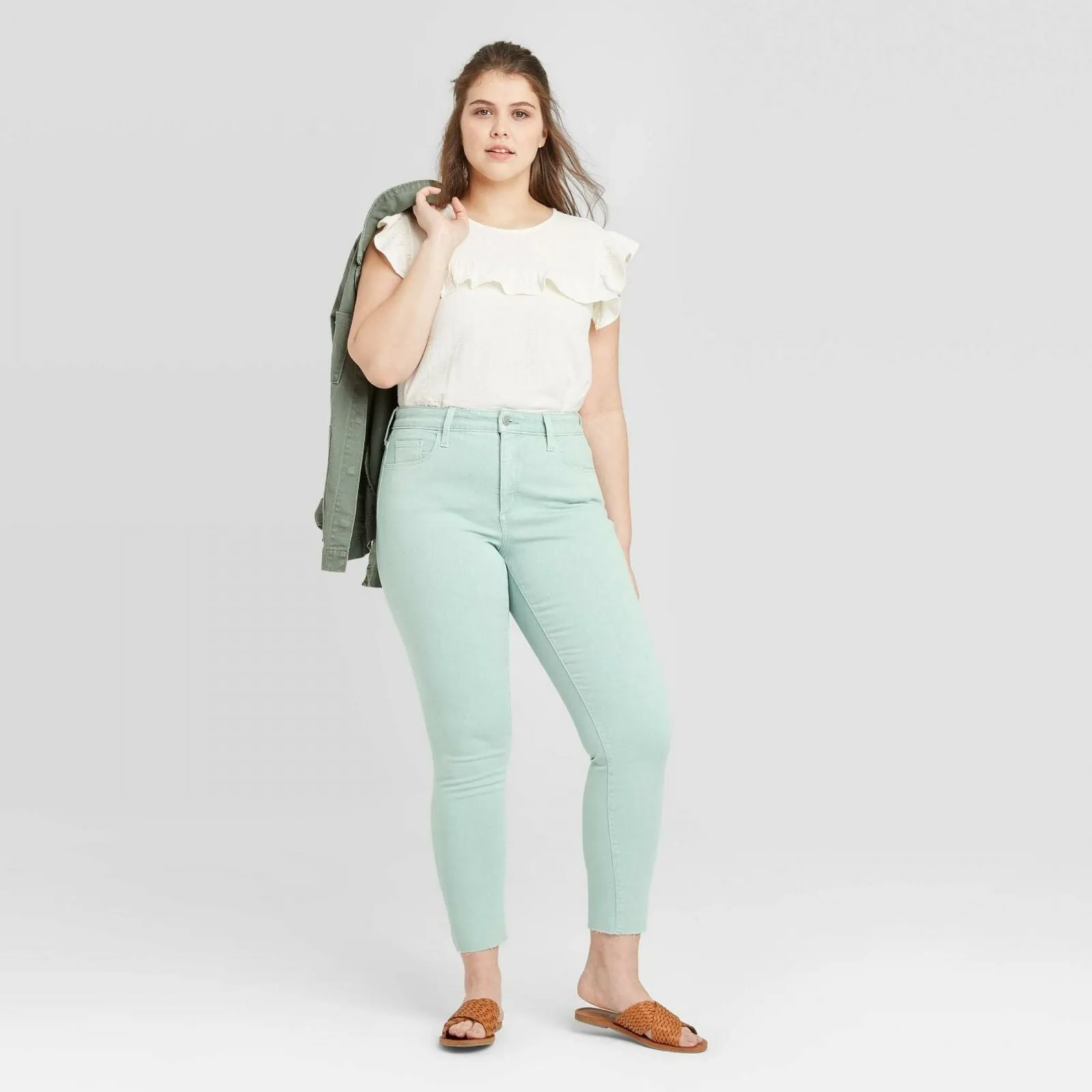 Universal Thread Women's High Rise Skinny Ankle Jeans with Raw Edge Hem