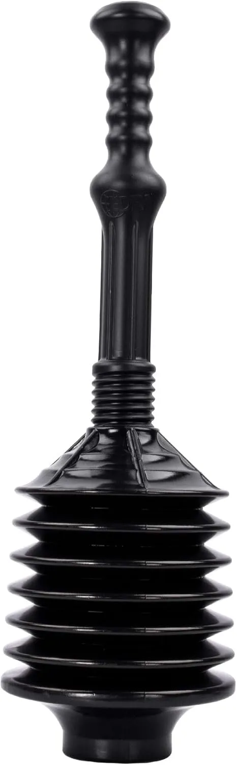 VETTA Professional Bellows Accordion Toilet Plunger, Black, condition new, open bag