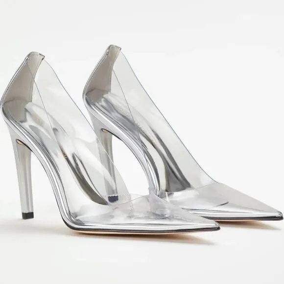 ** Wedding Alert** Cinder F***ing Rella Clear New in Box Good American heel Sz 7