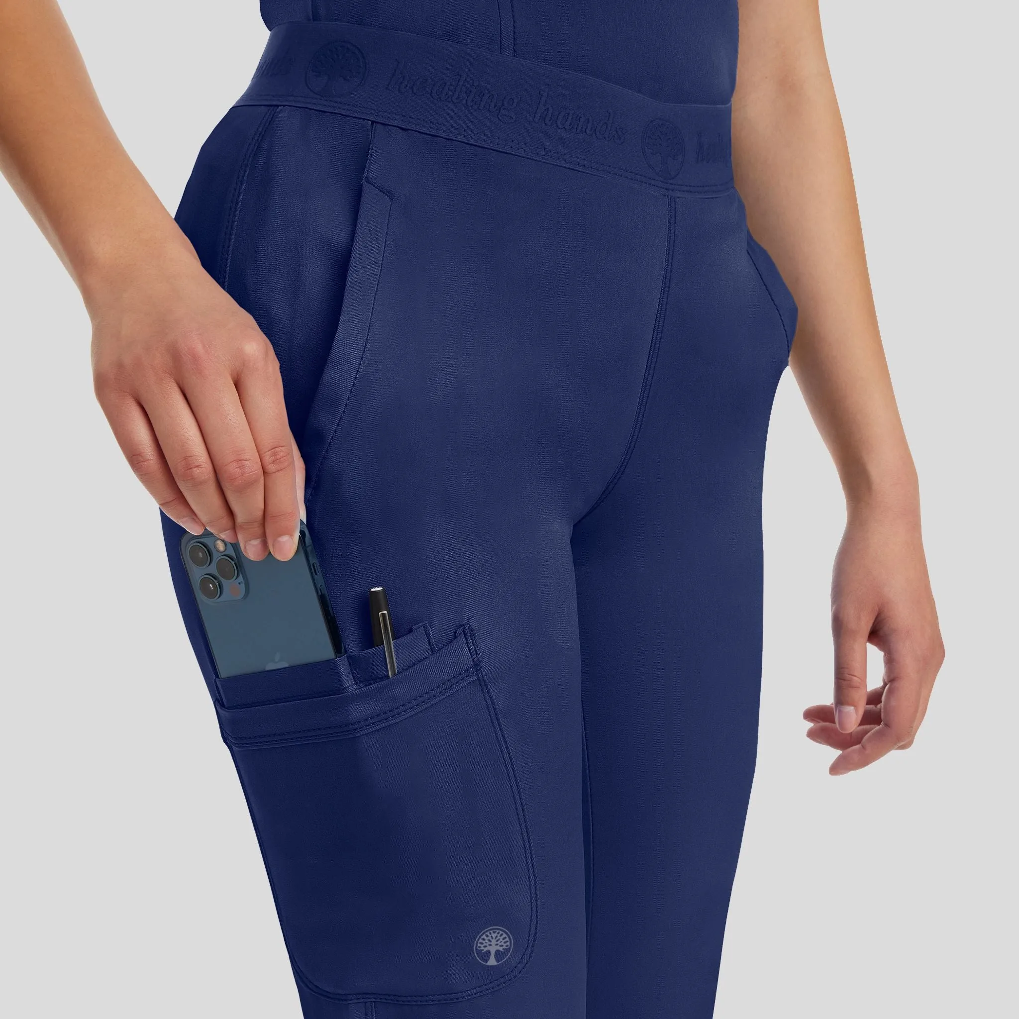Women's Rachel Elastic Waistband Cargo Scrub Pant | Navy