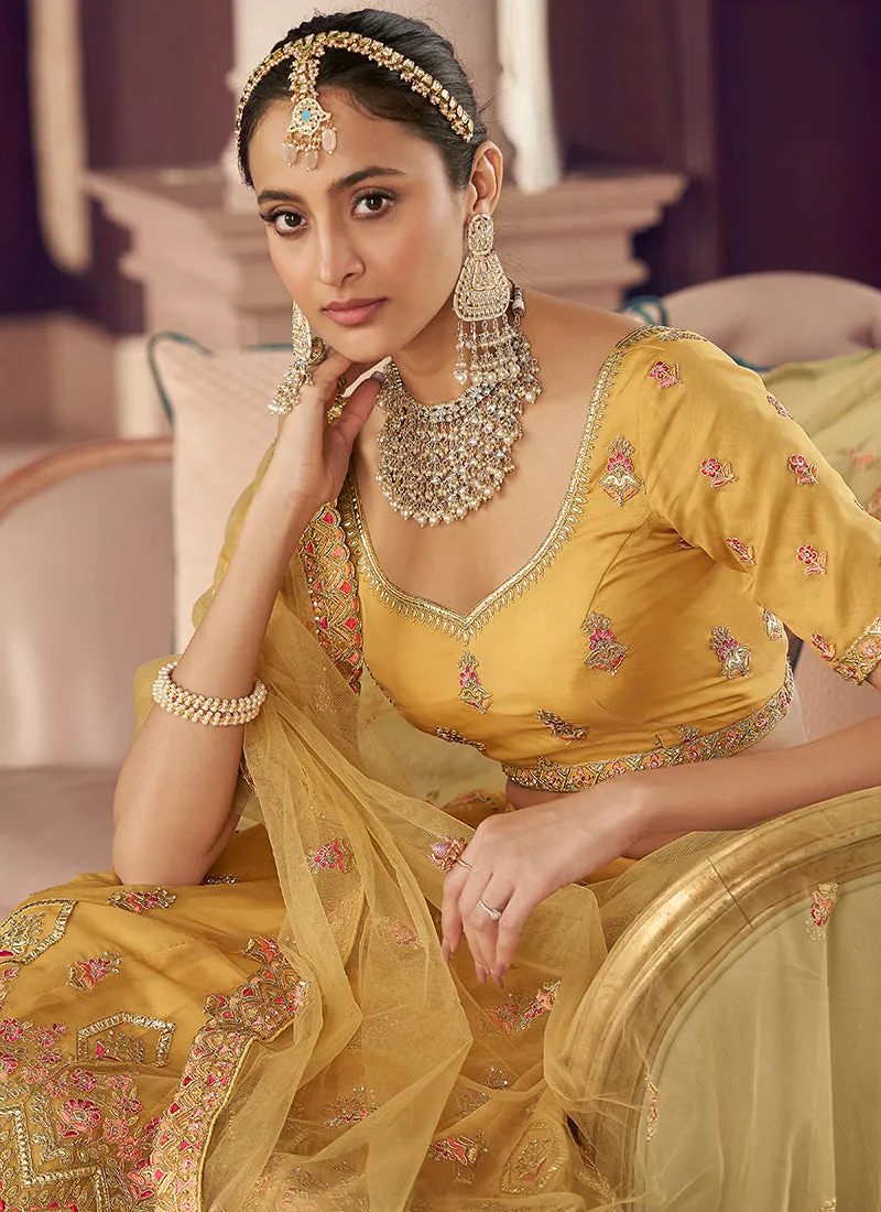Yellow Multi Embroidery Wedding Lehenga Choli
