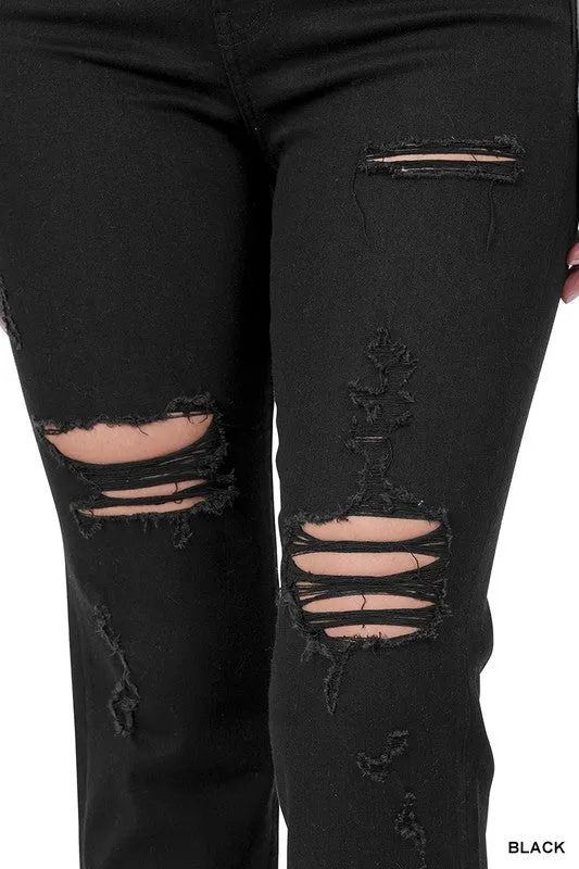 ZENANA Distressed Cropped Denim